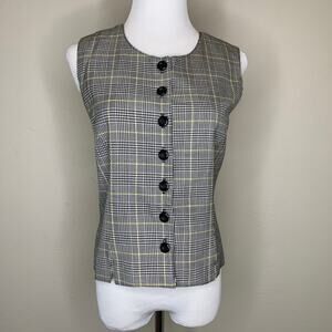 Vintage Glen Plaid Check Full Vest Fitted Sz 8 Medium